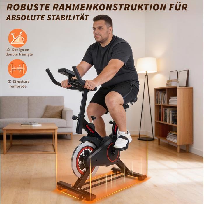 Vélo d'intérieur - NETTLIFE - Modèle standard - Résistance magnétique silencieuse - Selle et guidon réglables - Écran LCD