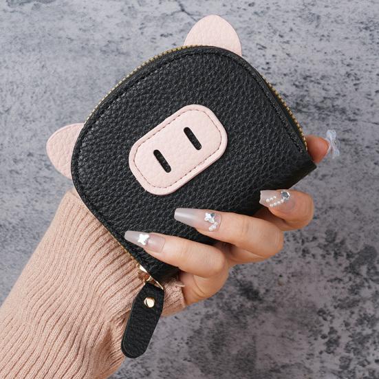 Piggy Coin Wallet Zip Around Purse with Multi Card Slots Accordion Style Coin Purse Card Holder for Girls Travel Dating Shopping