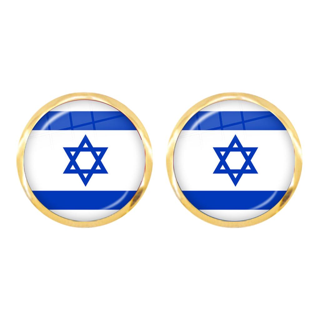 Vlastenecké náušnice s izraelskou vlajkou s bílým a modrým pruhem, šperky, podpora Izraele, proti násilí, výrobky ze skla a slitiny, stojím s Izraelem