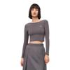 Li Ning Fitness Series Back Hollow Short Tight Workout Top Women tops Sparrow-Brown AUDR108-2