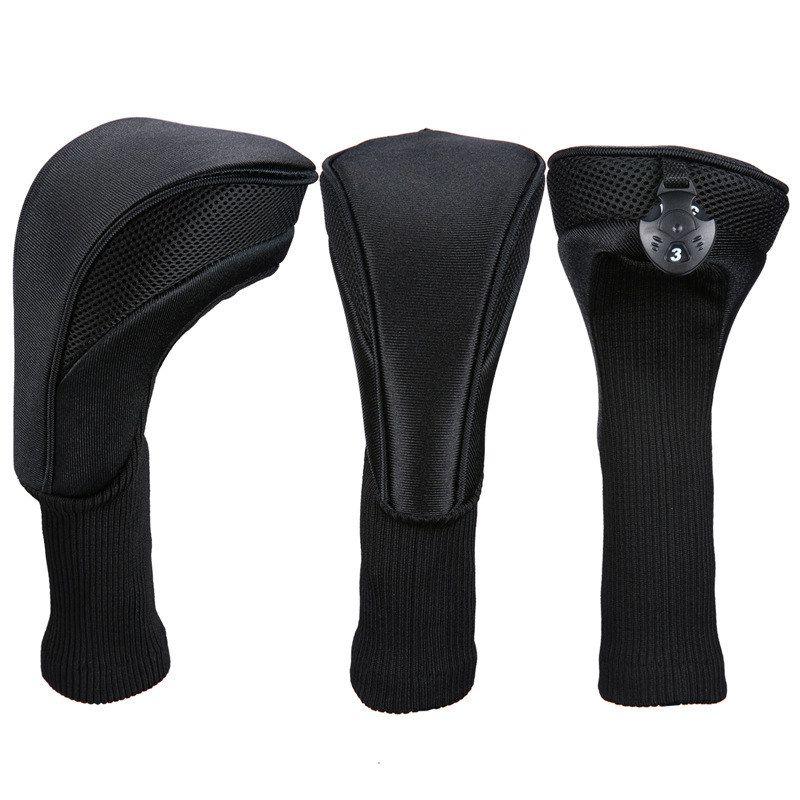 3Pcs Durable Golf Training Accessories Long-Necked Golf Club Head Covers Numbered Wooden Club Head Protector