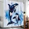 Dynamic Orca Whales Shower Curtain - Water-Resistant Fabric for Bathroom - Perfect for Ocean and Marine Lovers