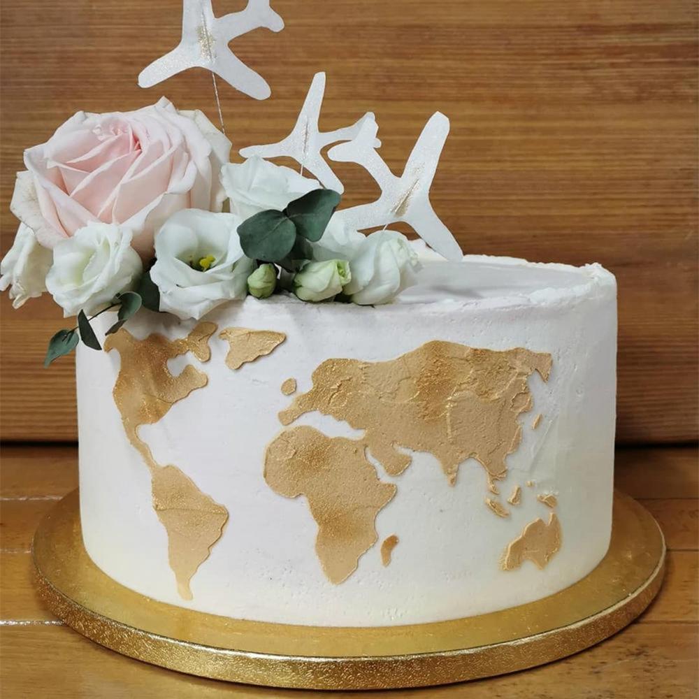 Lace Art Bakeware Plastic Template Cake Stencil World Map Cake Decorating Tool Fondant Molds