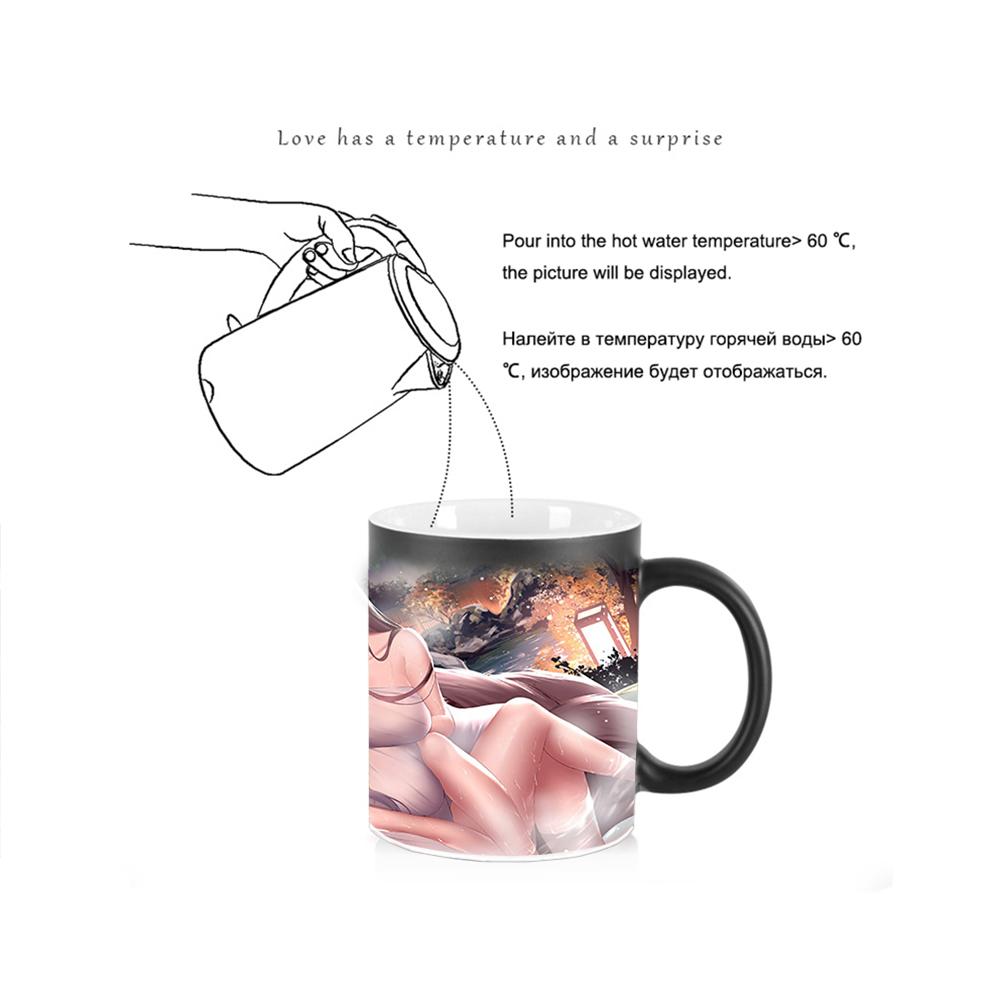 4 Sexy Fox Girl Heat Sensitive Mug BSKT-166 Thermosensitive Mugs Coffee Cups Color Change Coffee Cup Sublimation Blanks Ceramic