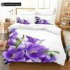 Lila Blumen Königin Bettwäsche Set Für Schlafzimmer Weich Modern Bettüberwürfe Bequem Kinder Bettbezug Steppdeckenbezug Und Kissenbezug