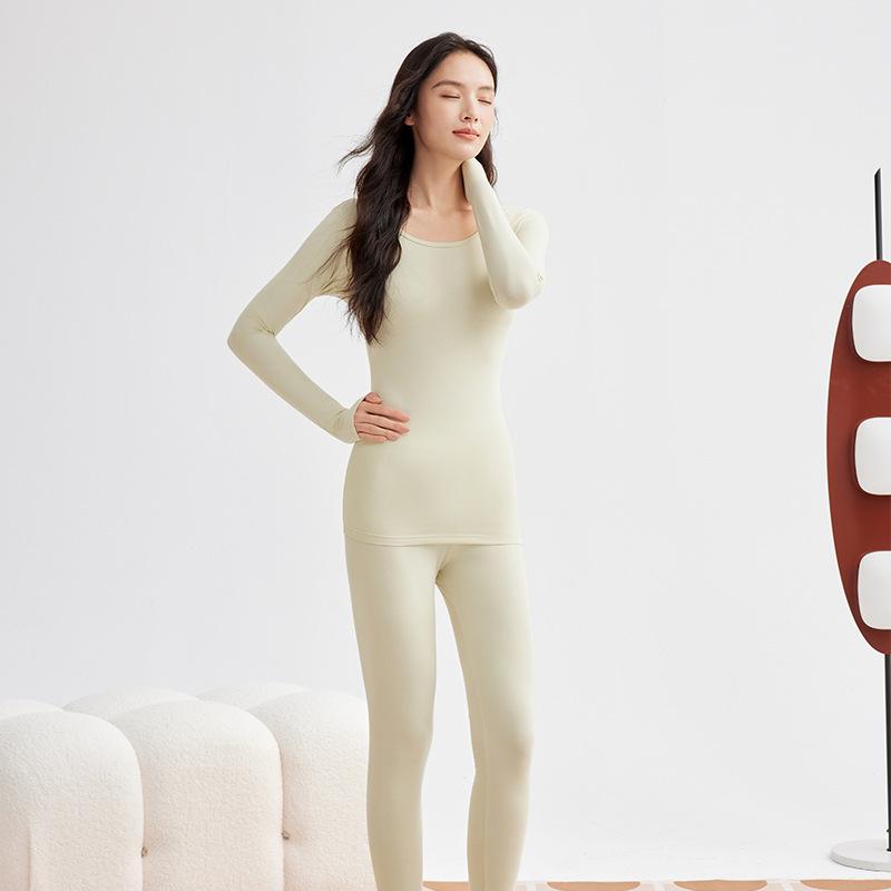 190g Warm Autumn/Winter Pure Cotton Base Layer: Men's & Women's Round Neck Pullover and Trousers Set