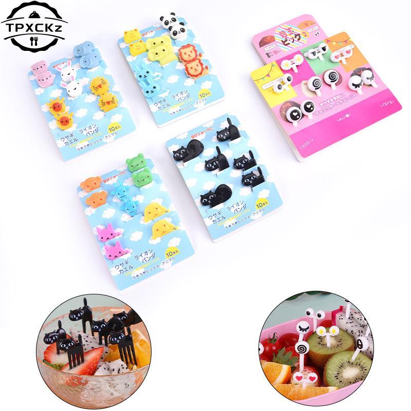 6-10pcs Mini Skewers Cute Cartoon Eyes Kawaii Lunch Bento Box Food Fruit Picks Fork Sticks Buffet Sandwich Toppers Party Decor
