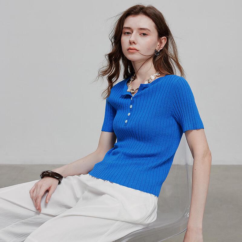 Women's Shimmering Slim Fit Short Sleeve Knit Top
