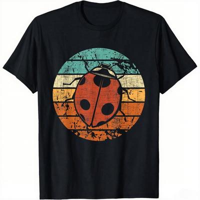 Retro Vintage Ladybug  Animal Insect Lover Ladybird Beetle TShirt Cotton Cotton Y2k Kawayi Customizable Camiseta Hombre