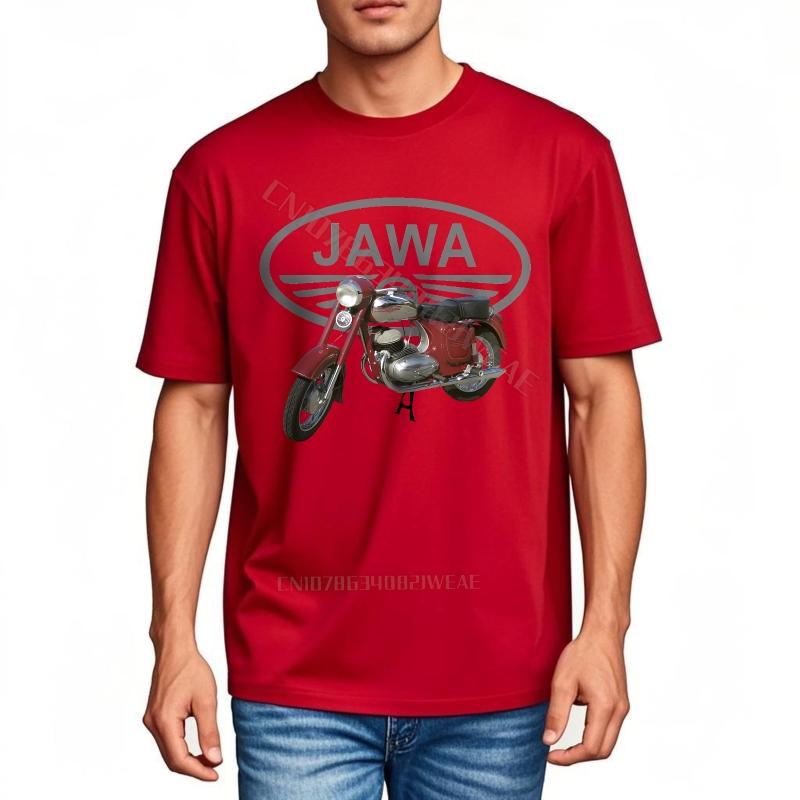 Unisexs T Shirt Adult Relaxed Fit Tshirt Jawa Motorcycle Logo On Black Summer Cheap Tshirt Retro Short Sleeve Shirt Soft
