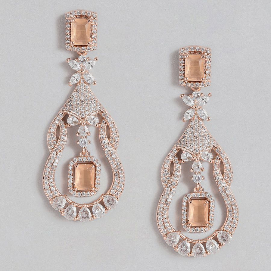 Estele Sparkling Rose Gold Plated CZ Mint Orange Stone Stone Cercei pentru femei