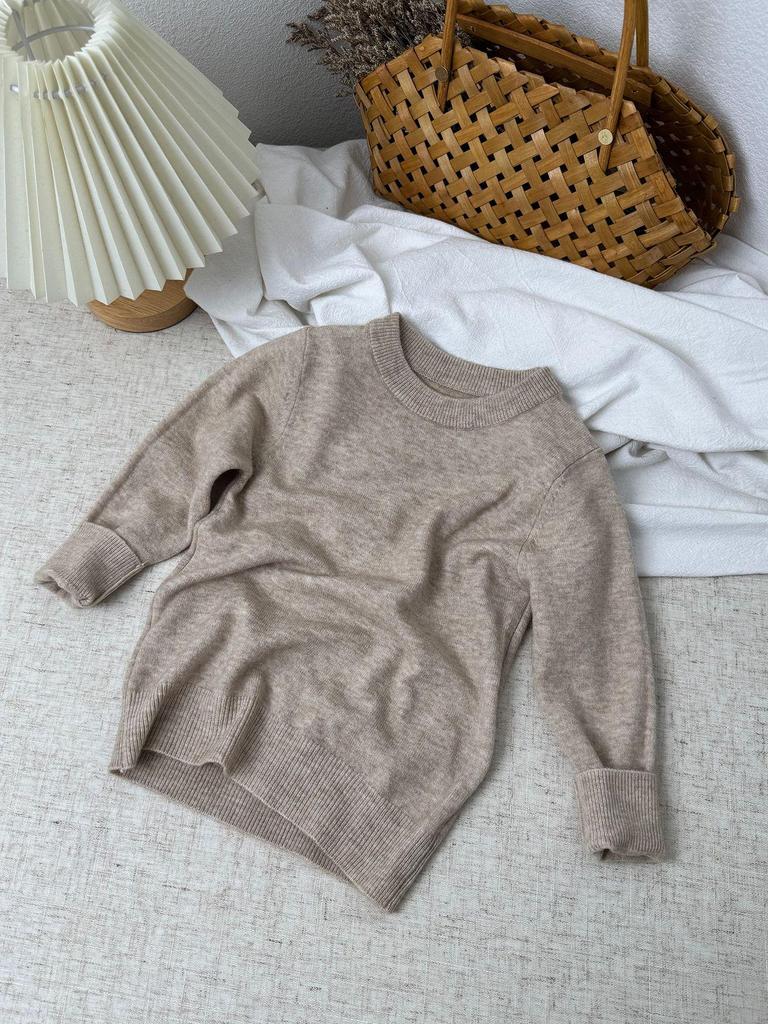 Pull En Laine à Col Rond pour Enfants - Pull Tricoté Unisexe Automne/Hiver pour Bébés et Tout-Petits