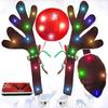 Reindeer Antlers For Cars – LED 2025 Christmas Car Decorations Kit With Jingle Bells, Nose, Tail, Multicolor Light-Up Rudolph Xmas Decor For SUV,