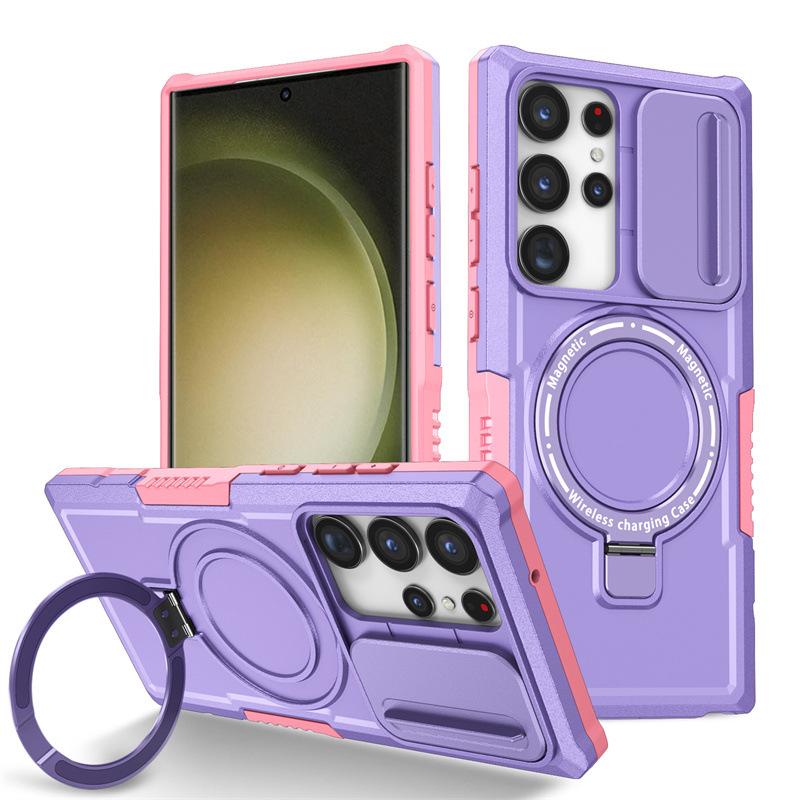 New Model Suitable for Samsung S25 Ultra Fulcrum Magnetic Push Window Mobile Phone Case Note20U Anti Fall Bracket Protection Case
