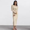 New Russian Irregular Collar Long sleeve Split Dress Ircollar Regular Slit Dress