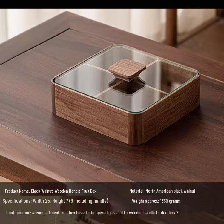 Walnut Wood Multi-Layer Nut and Snack Box