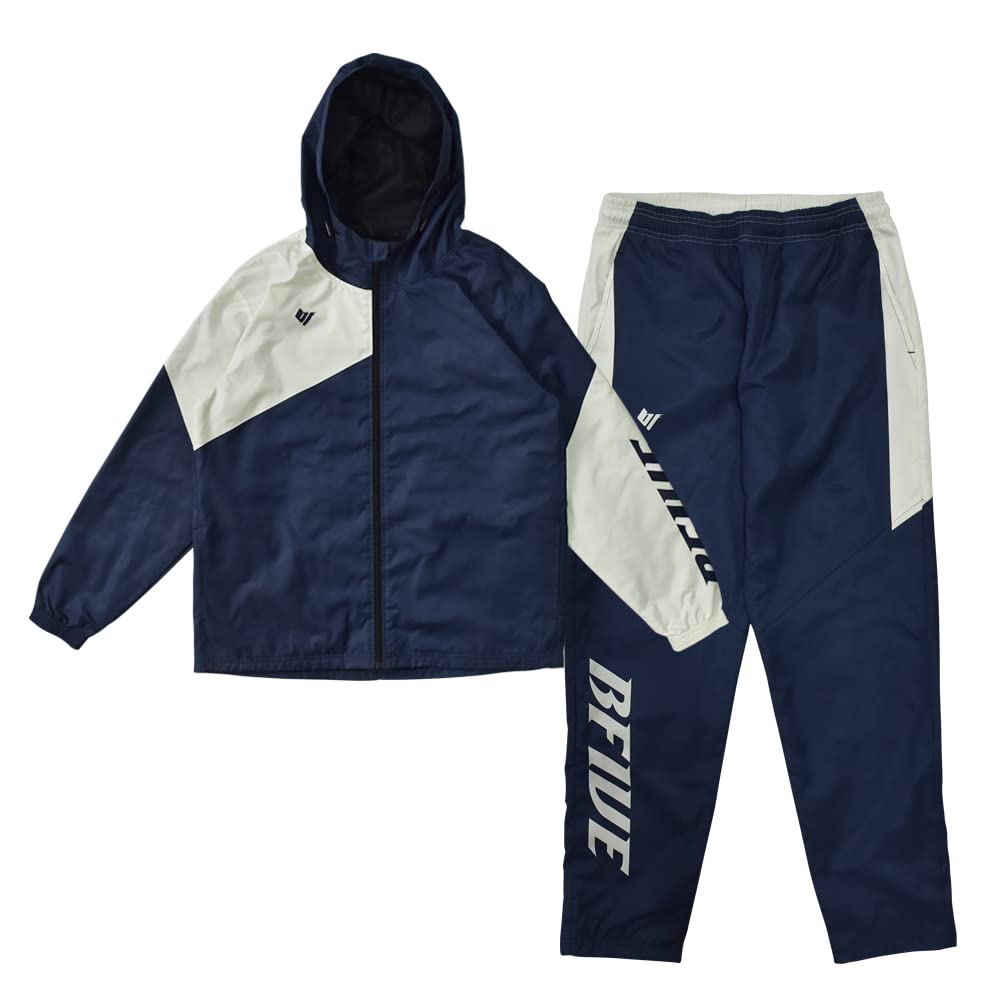 Basketball Windbreaker Top and Bottom Set Dark [B-Five] BF-SBTRHJ-006 (M, Navy/Ivory (BFLOGO))