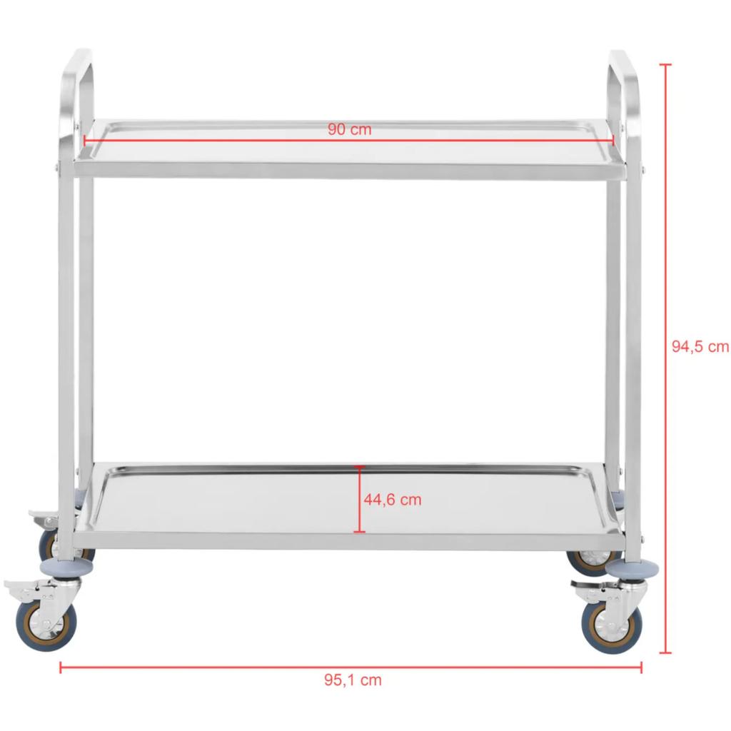 Stainless Steel 2-Shelf Catering Cart