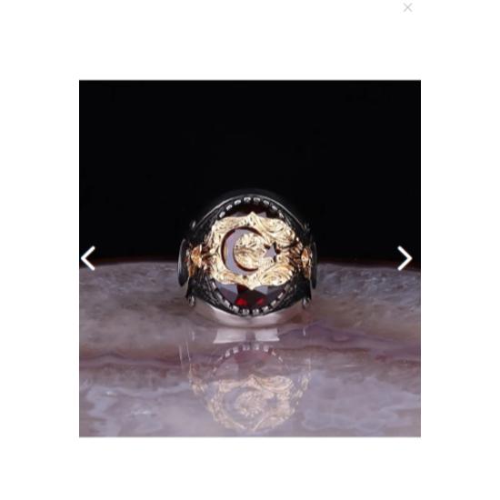 Silberring mit Halbmond- und Sternmotiv