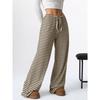 Women's Clothing, New Styles, Casual Pants, Striped, Solid Color, Elastic, Drawstring, Cotton, Straight Leg Pants