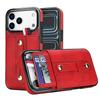 For iPhone 17 Pro Case PU Leather+TPU Hidden Card Holder Drop-proof Phone Cover with Kickstand
