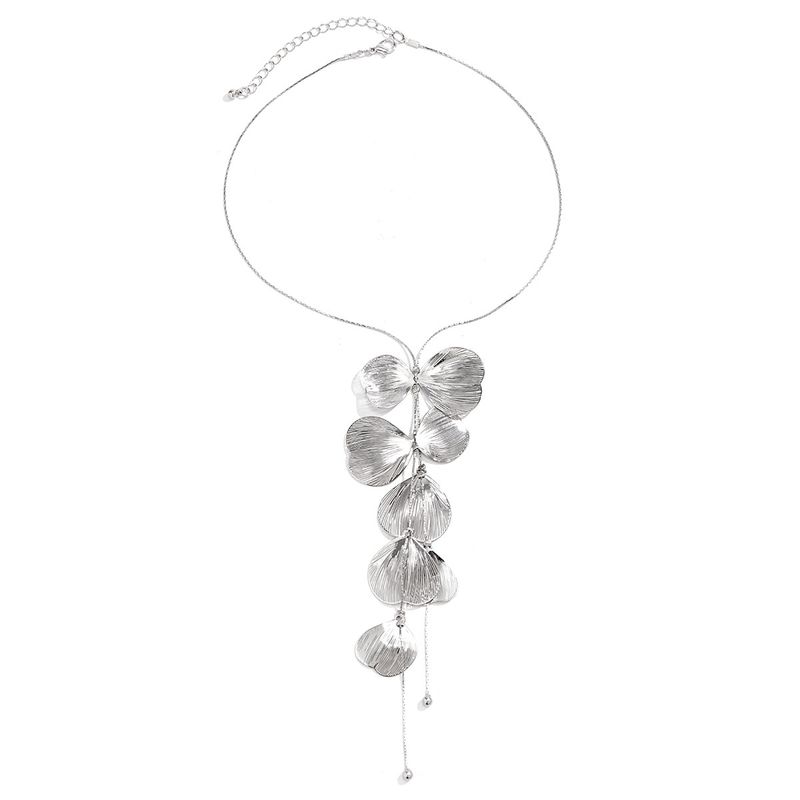 Tassel Ginkgo Leaf Gold Necklace Necklace Female Fashion 2024 Spring Trendy Special-Interest Design Deep V Sexy Ornament