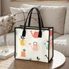 Cute Cartoon Watering Can Printed Tote Bag Portable Casual Daily Handbag for Shopping Travel and Work