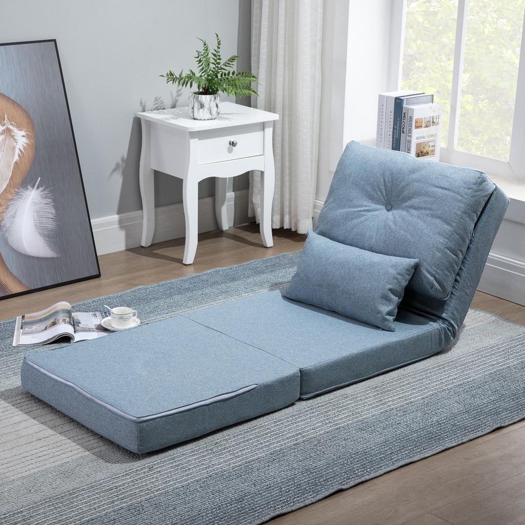 Floor Chair Folding Mattress Sleeping Mat, 2-in-1 Design, Removable Cushion, 60 X 80 X 56 Cm, Sky Blue