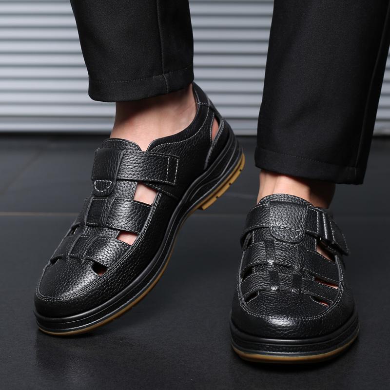 Classic High Quality Leather Business Sandals Summer Outdoor Handmade Sandals Comfortable Men Beach Genuine Leather Shoe