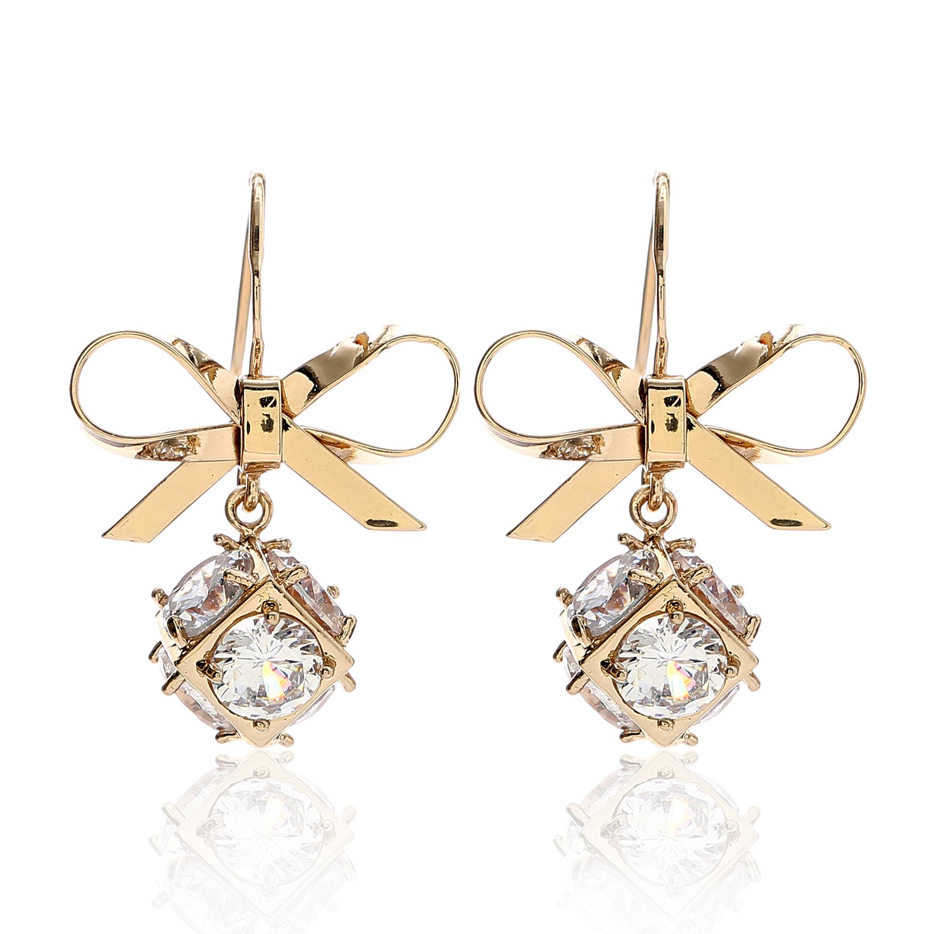 

Zircon Bow Tassel Dangle Earrings - Korean Fashion Versatile Studs for Women