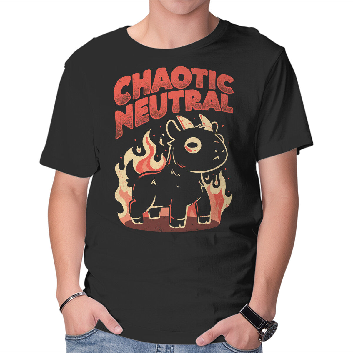Unisex Crew Neck T-Shirt Chaotic Neutral Graphic Short Sleeve Casual Tee XXL
