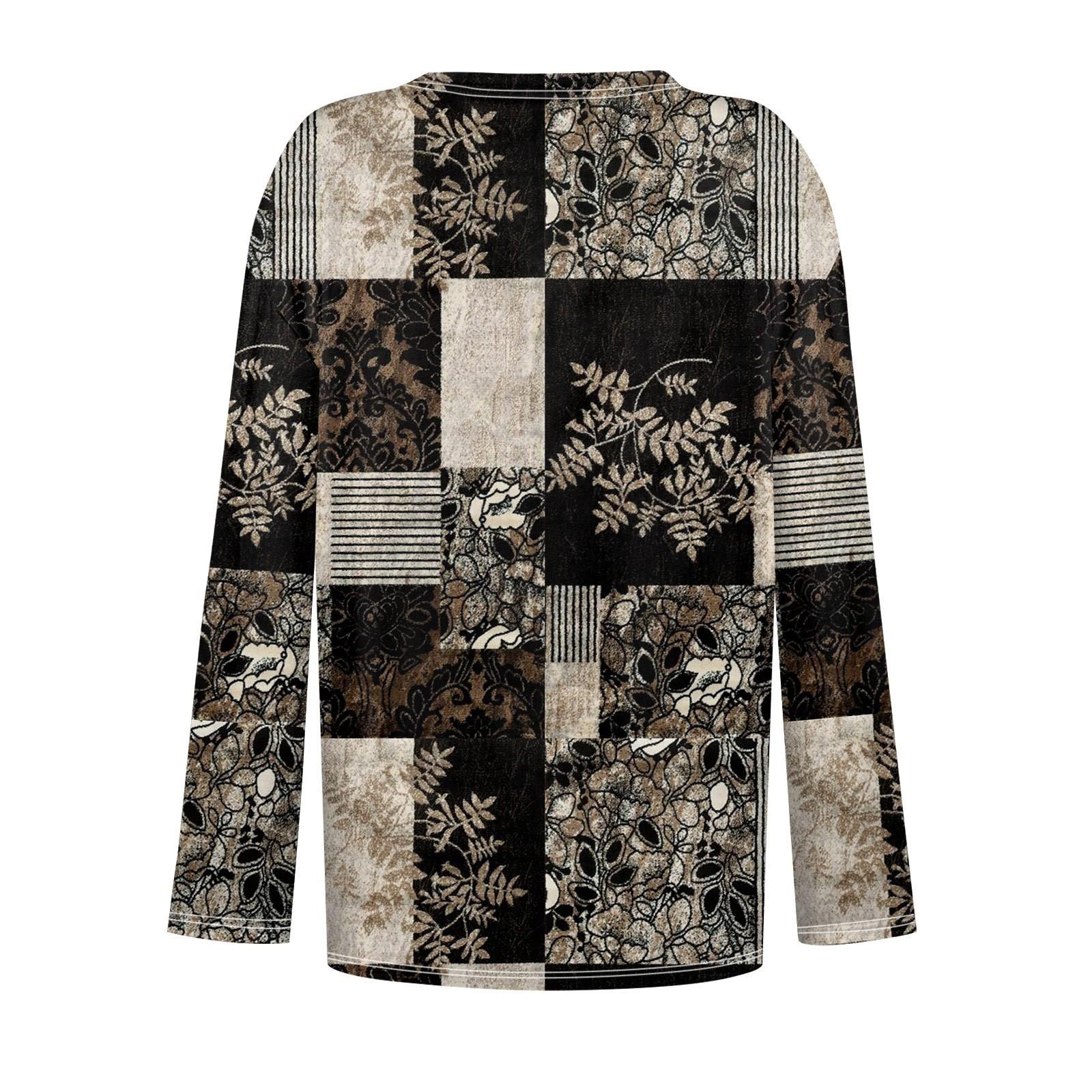 Жен. Футболка Ретро С принтом Длинный рукав Повседневные Выходные Повседневные — фото 4