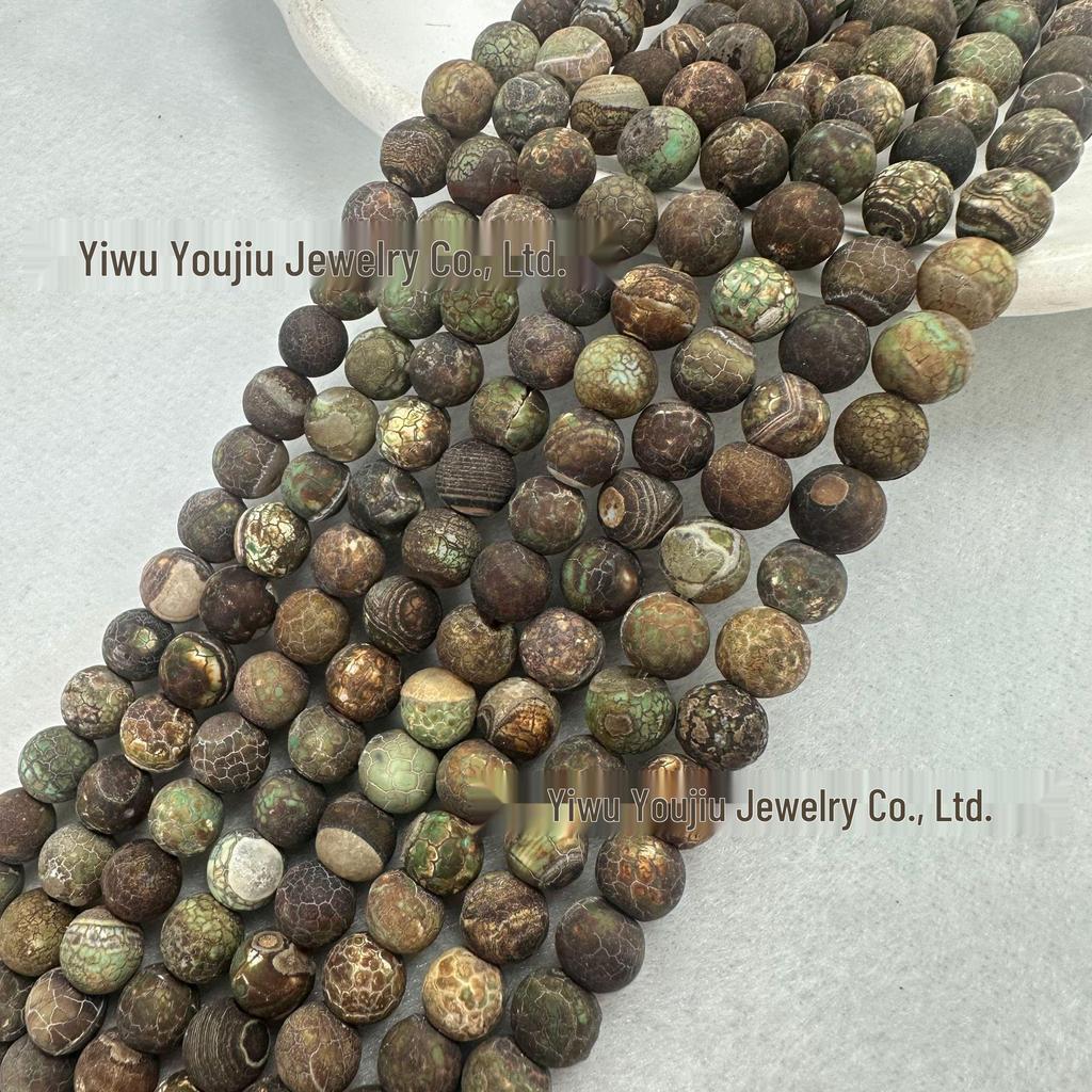 Retro Agate Round Bead String for DIY Bracelets and Necklaces