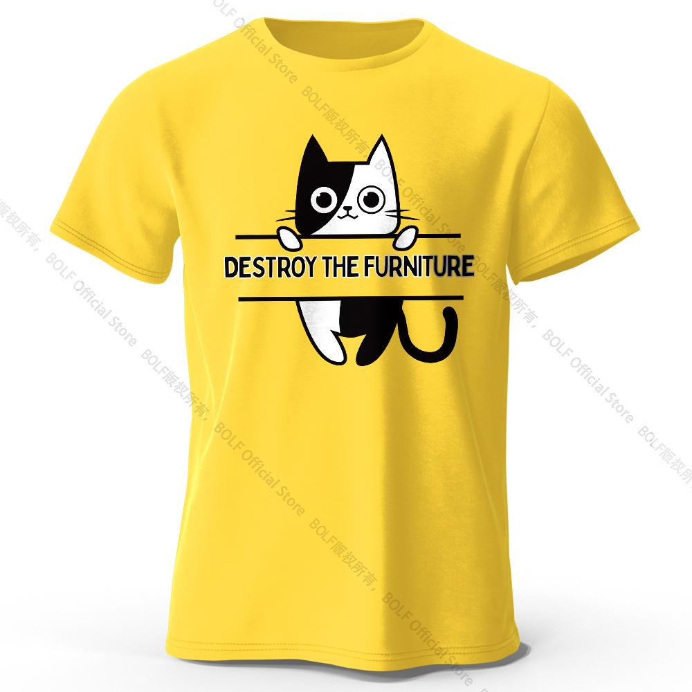 Destroy The Furniture Printed T-Shirt 100% Cotton Oversized Chaotic Graphic Tees for Men Women Summer Tops Anarchy Streetwear