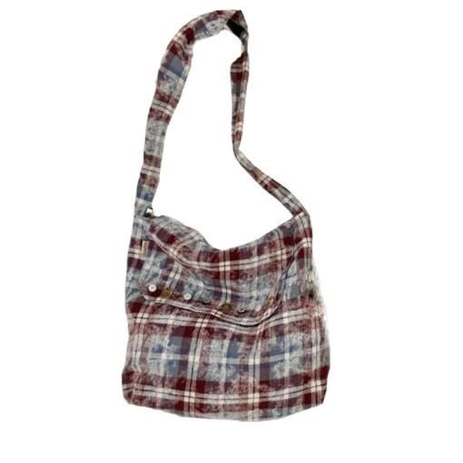 New tie-dye plaid one-shoulder messenger bag, flip zipper canvas bag, large-capacity commuter underarm bag.