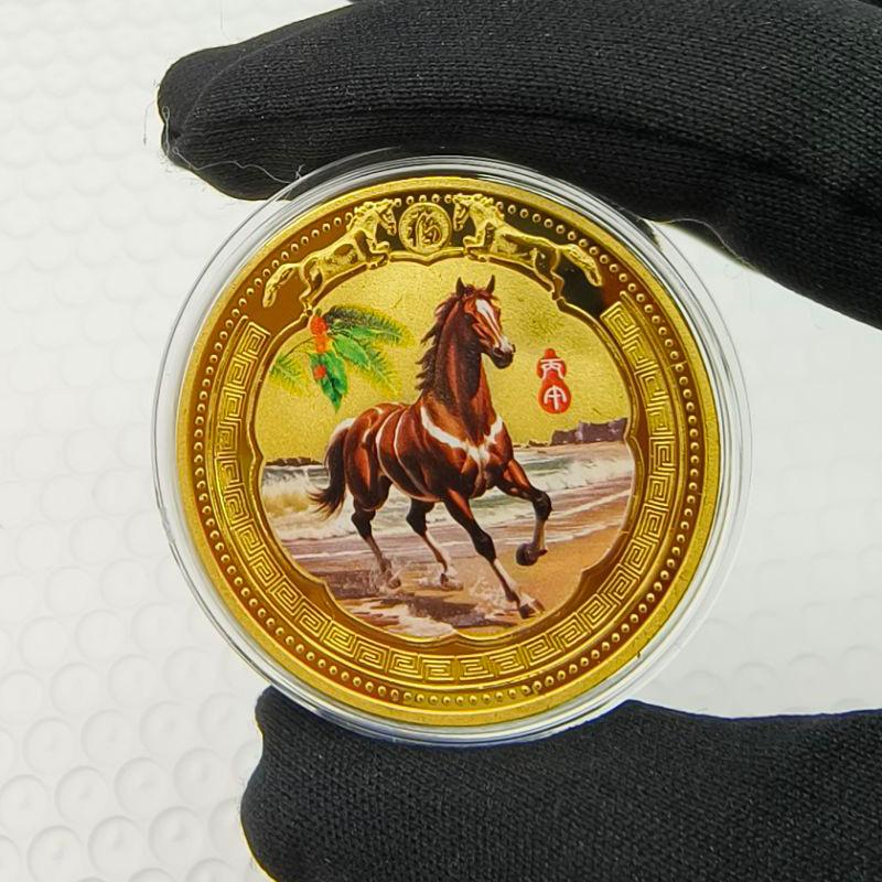 Year Of The Horse Chinese Coins Lucky Animal Horse Commemorative Coins Metal Collection 2026  Year Souvenir Gift