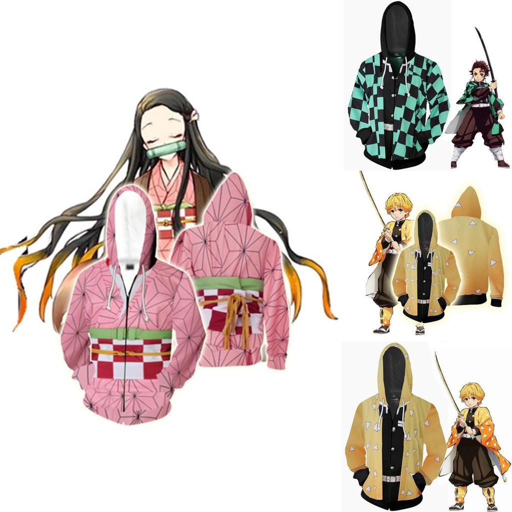 Demon Slayer Kimetsu No Yaiba Vibrant Soft Zipper Up Hoodie For Comfort