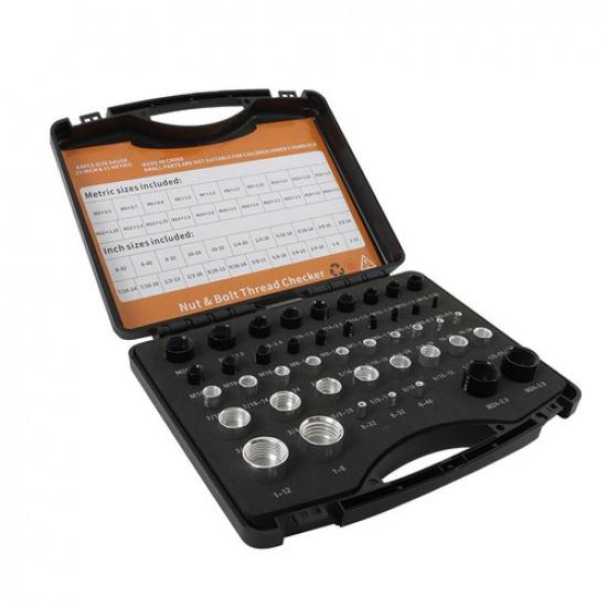 44-pc Inch & Metric Set Nut And Bolt Thread Checker Identifier Thread Gauges Box