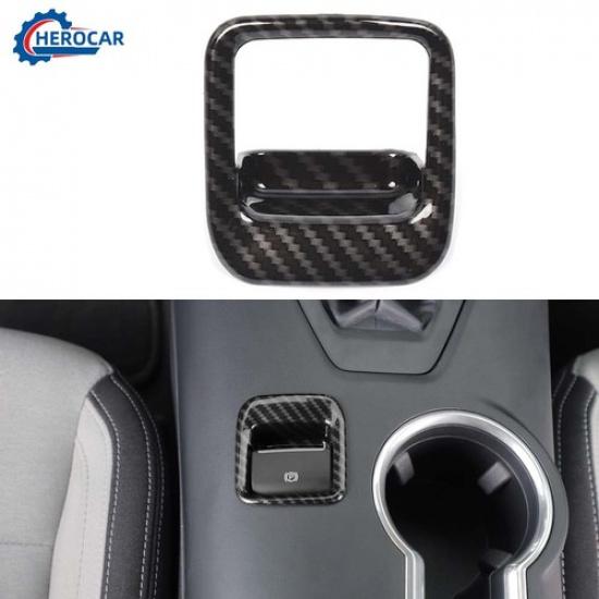 Carbon Fiber Car Electronic Brake Button Frame Cover Trim for Ford Mustang 2024+