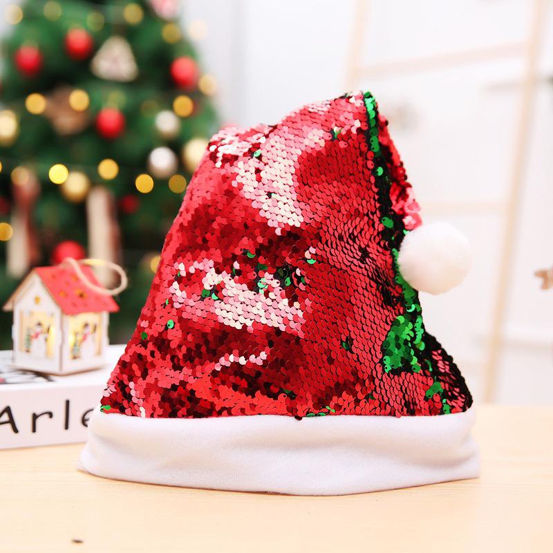 Double-Sided Flip Sequin Antler Christmas Hat - Colorful Sequin Design for Adults