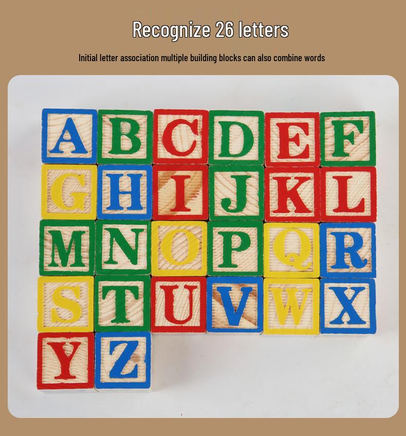 Wooden English Letter Matching & Counting Blocks for Early Childhood Education