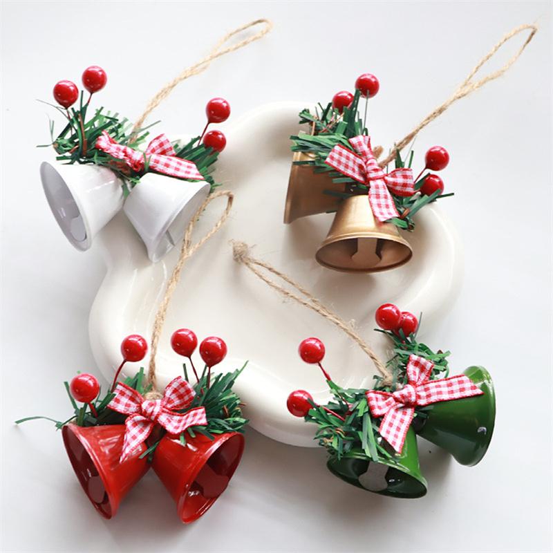 Christmas Decoration Double Horn Bell Christmas Tree Pendant Metal Bell Pendant
