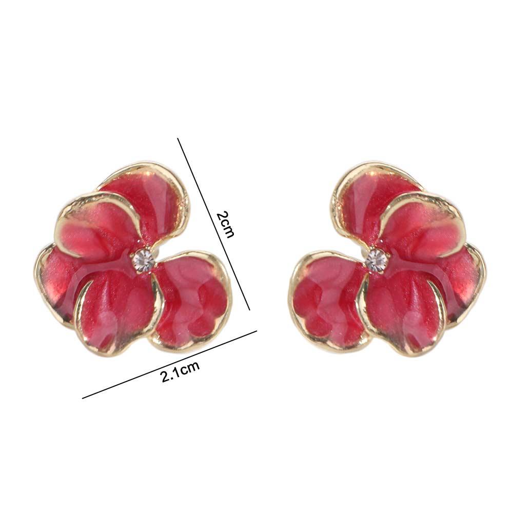Rhinestone 3D Petal Flower  Earrings Cute Five Petals Earrings Elegant Flower Stud Earrings  Party
