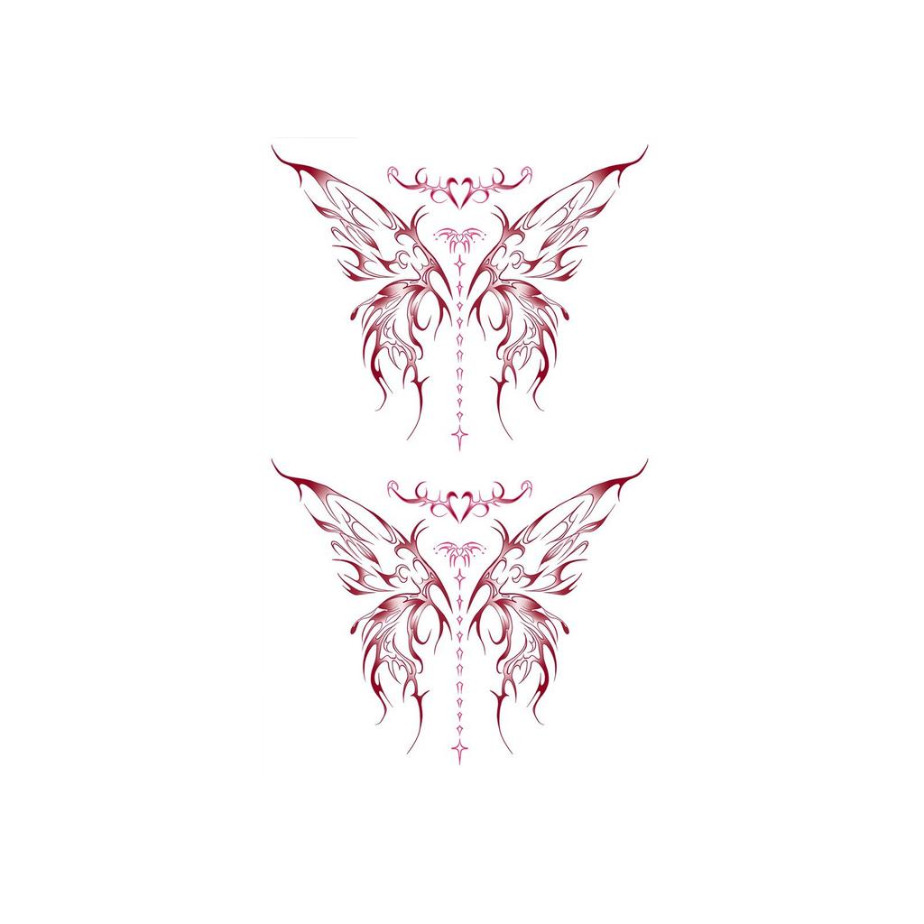 Burgundy Thorn Butterfly Tattoo Sticker Waterproof And Long-Lasting Sexy Chest Model Simulation Tattoo Sticker