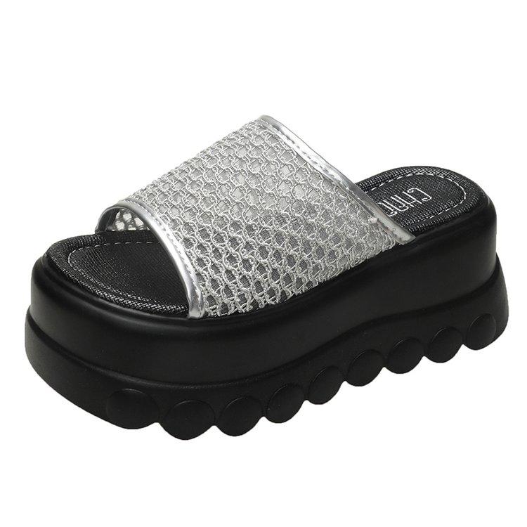 Fashion 8CM Women High Heels Summer Females Breathable Platform Slippers Chunky Sneakers Wedge Sandals Slides Shoes Zandalias De Mujer