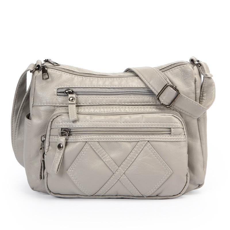 Fashion mother bag new women's bag multi-layer large-capacity soft leather shoulder messenger bag simple retro backpack women