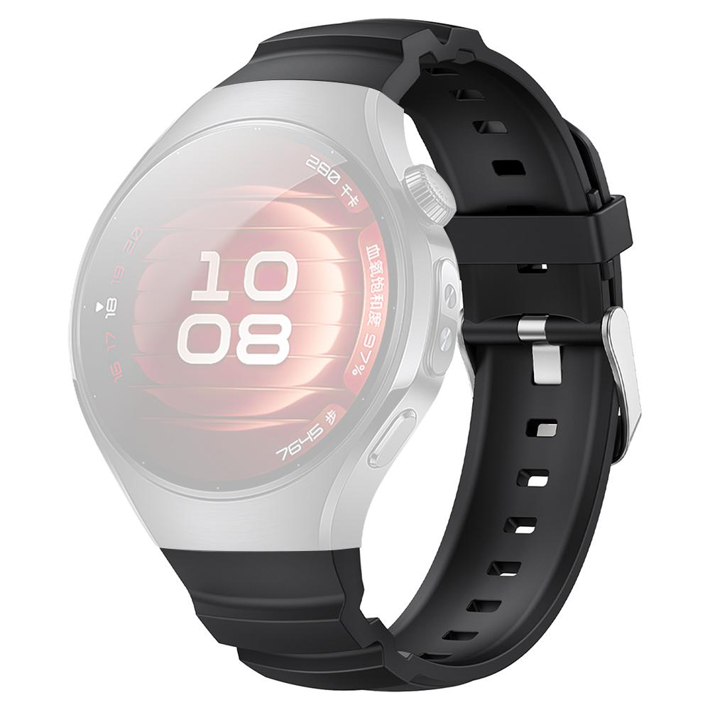 

For Huawei Watch 5 42mm Adjustable Watch Strap Silicone Metal Pin Buckle Wrist Band Black