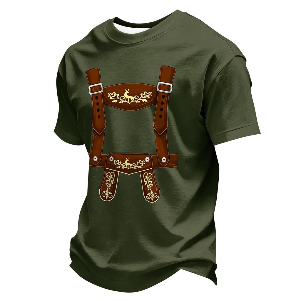 Men's Summer Crew Neck T Shirt Oktoberfest Print Short Sleeve Casual Comfortable Lightweight Tee for Outdoor Activities