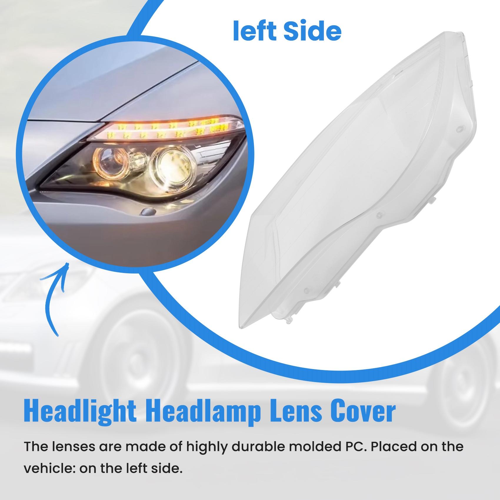 ABLZ-For BMW 6 Series E63 E64 M6 2004-2007 Car Headlight Cover Headlamp Glass Lens Lamp Shade Shell Transparent Left