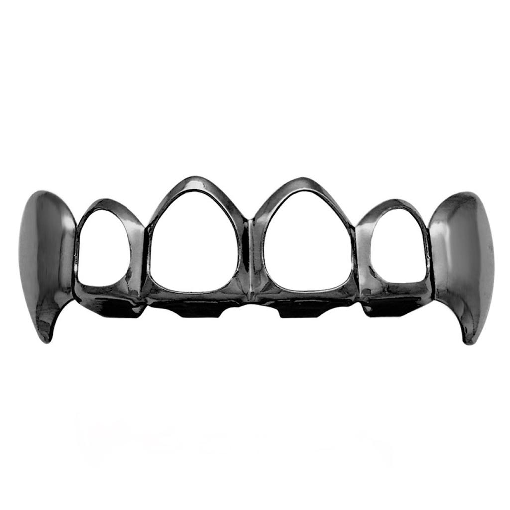 European Six-Tooth & Four-Tooth Hollow Fangs with Flat Teeth Hip Hop Grill Set
